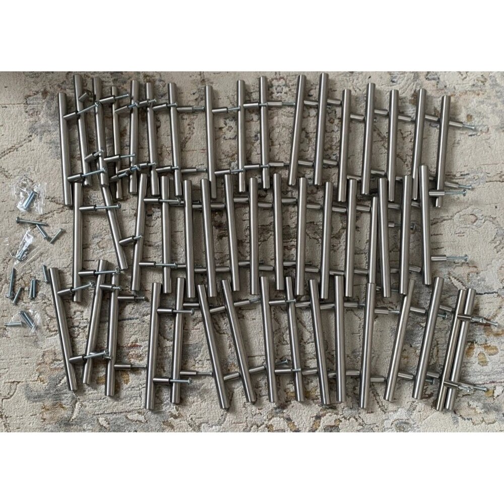 50 Brushed Stainless Steel Cabinet Drawer Pull Handles Modern Hardware 96mm